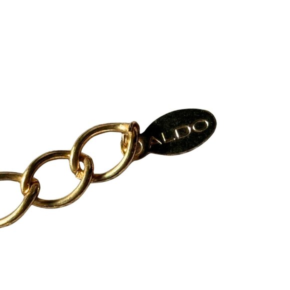 Vintage ALDO Gold-Tone Interlocking Ring Fringe Statement Bib Necklace - Picture 8 of 8